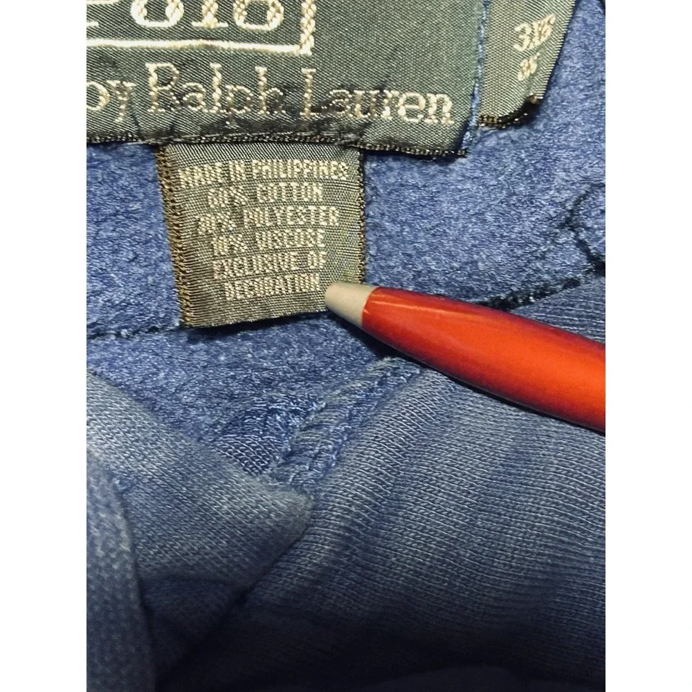 Polo Ralph Lauren Big Pony Hoodie Men's 3XLB Royal Blue 3 On Sleeve Fleece VTG